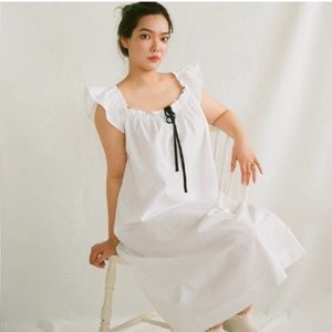 Eliza Faulkner X The Sleep Shirt Party Nightie Seersucker Dress White Plus Size